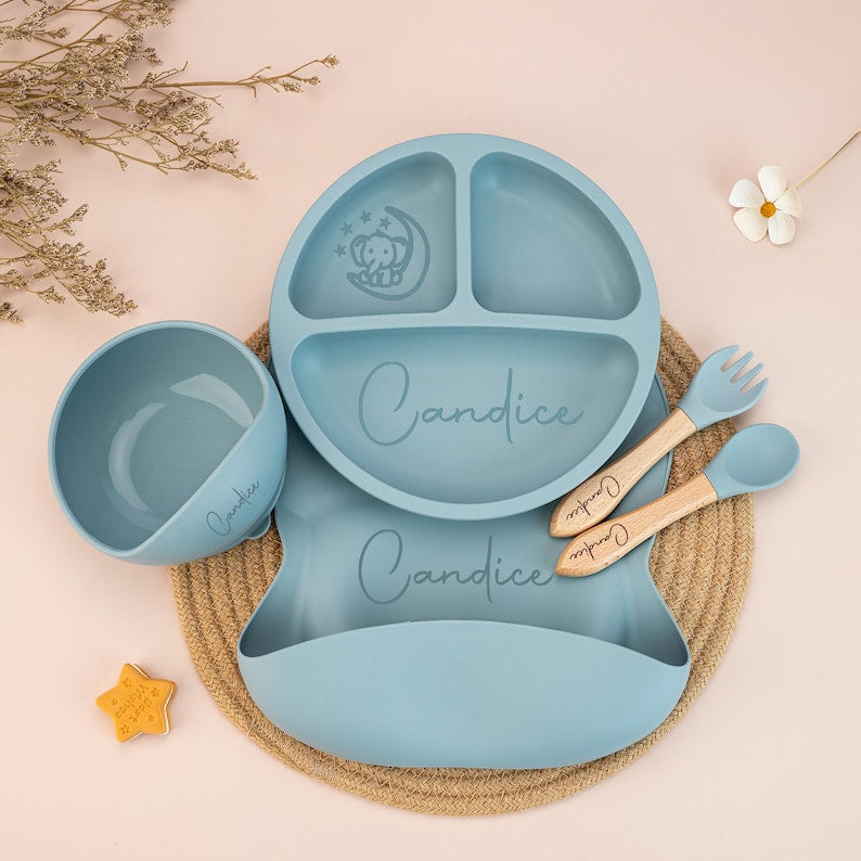 Personalised Baby Silicone Cutlery Set