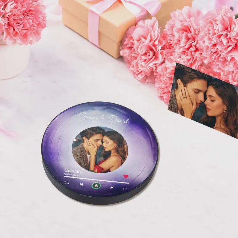 Custom Heart Frame Album Fridge Magnet Music Wall Photo Sticker