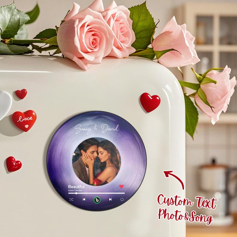 Custom Heart Frame Album Fridge Magnet Music Wall Photo Sticker