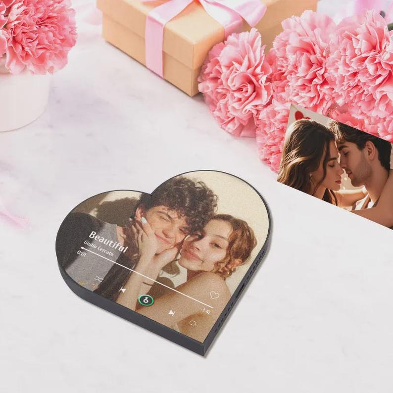 Custom Heart Frame Album Fridge Magnet Music Wall Photo Sticker