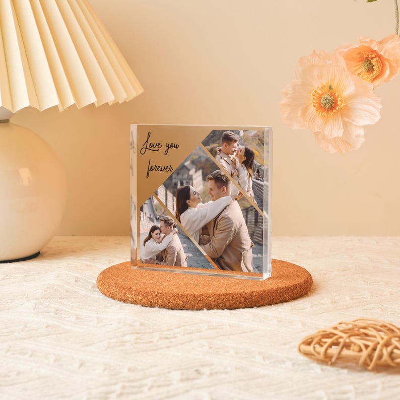Custom Acrylic Photo Collage Stand with Text