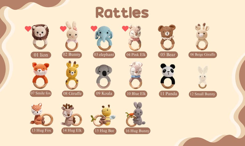 Personalized Baby Rattles • Animal Crochet Rattles