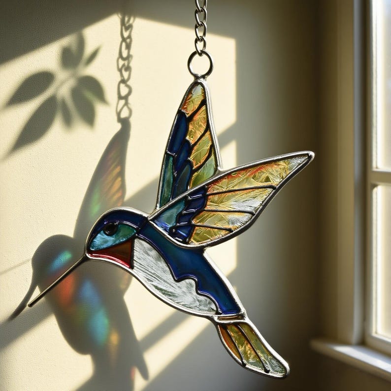 Hummingbird Stained Glass Suncatcher