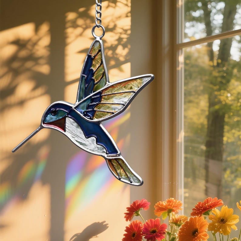 Hummingbird Stained Glass Suncatcher