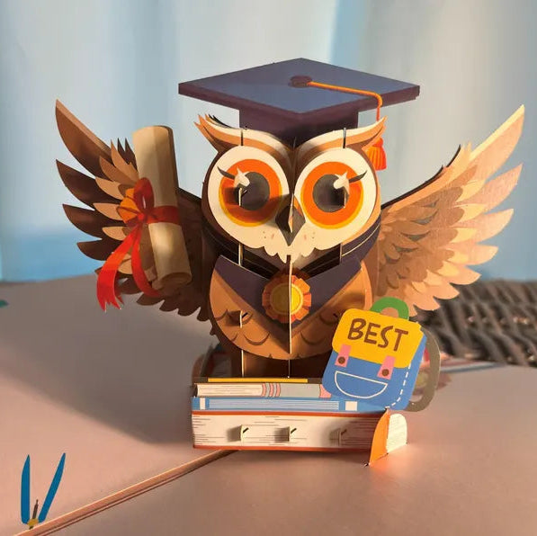 Pop up 3D Owl Graduation card