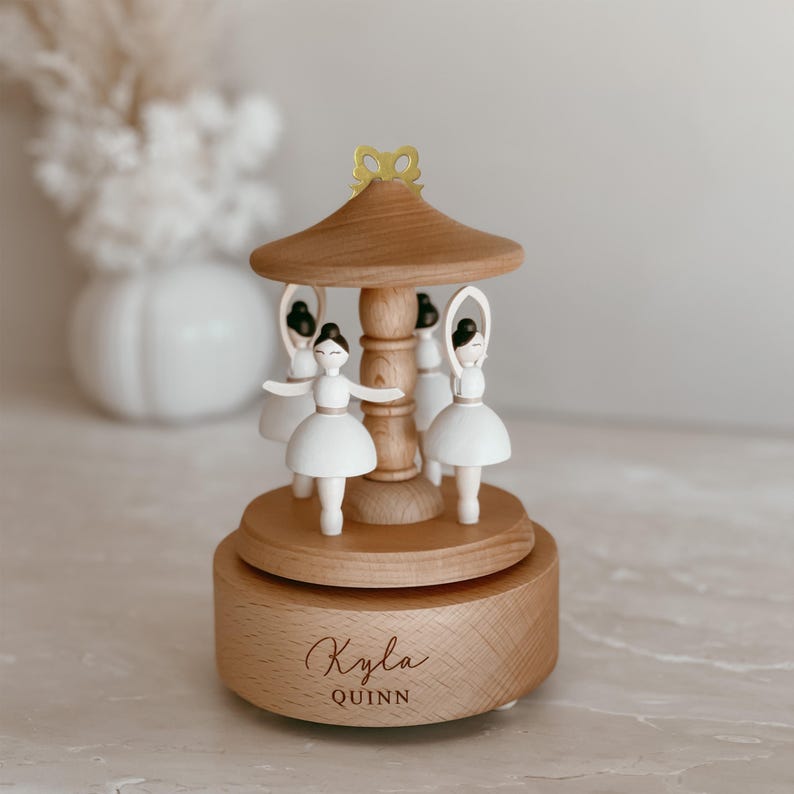 Personalised  Baby Gift Musical Carousel Wooden - Musical Carousel - Baby Keepsake - Custom Heirloom Music Box - Newborn Gift