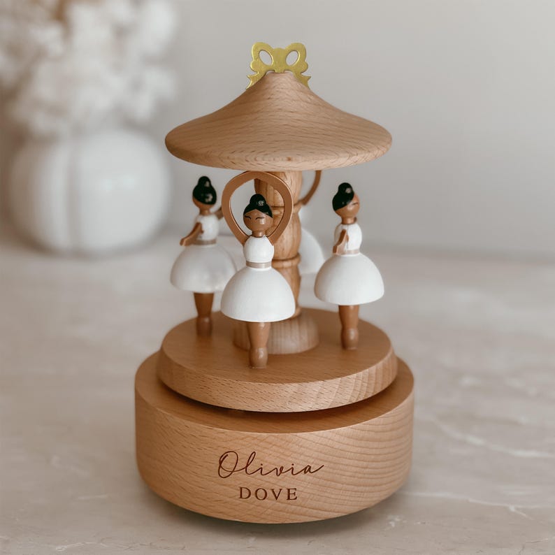 Personalised  Baby Gift Musical Carousel Wooden - Musical Carousel - Baby Keepsake - Custom Heirloom Music Box - Newborn Gift