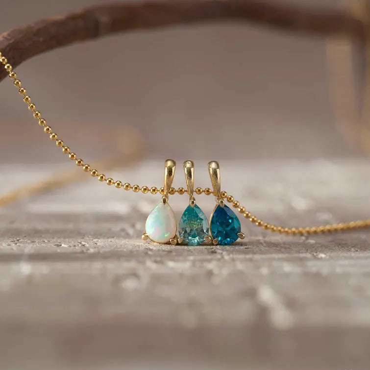 Custom Birthstone Necklace, 14K Gold Diamond Necklace