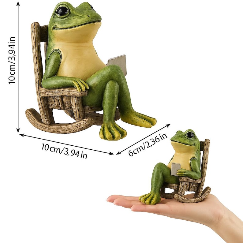 Solar Frog Garden Statue with LED Light, Resin Lawn Ornament