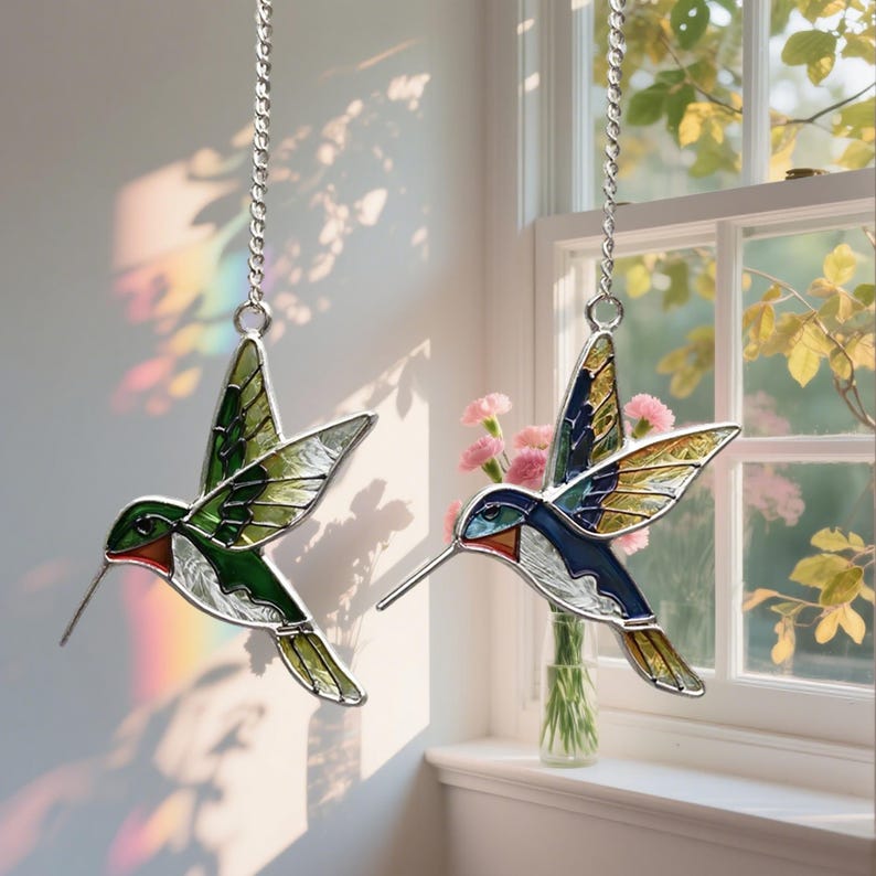 Hummingbird Stained Glass Suncatcher