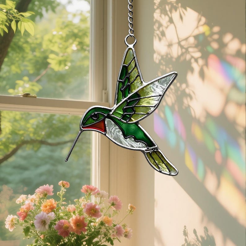 Hummingbird Stained Glass Suncatcher