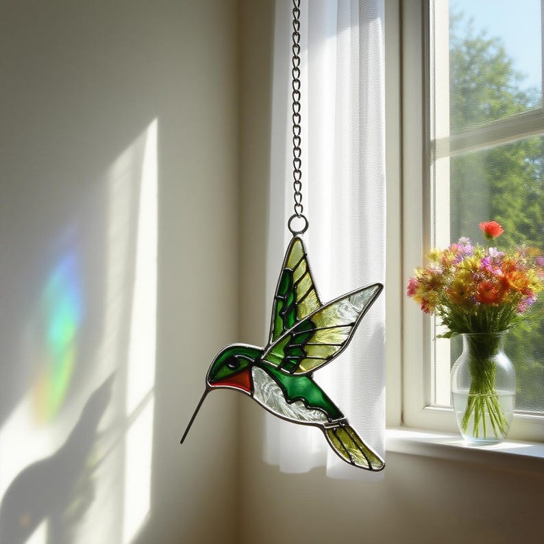 Hummingbird Stained Glass Suncatcher