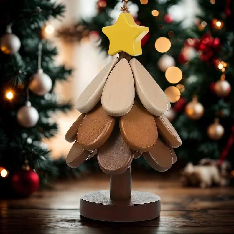 Wooden Christmas Tree Trivet Set