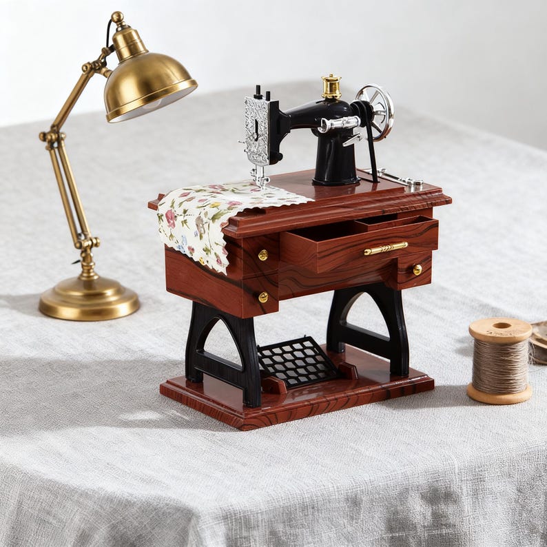 Vintage Sewing Machine Music Box