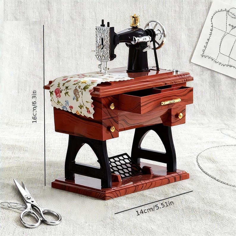Vintage Sewing Machine Music Box