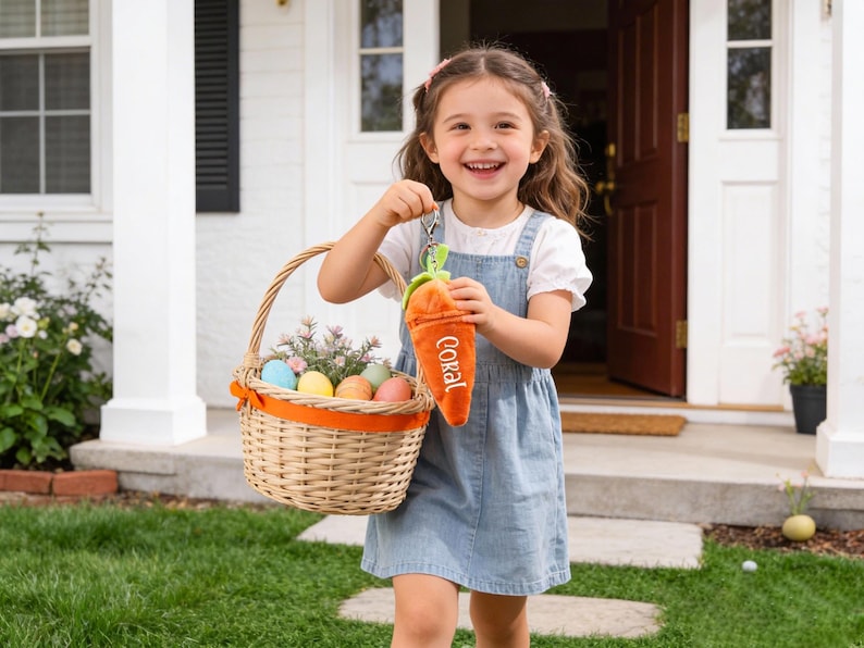 Personalized Bunny Rabbit: Plush Reversible Carrot Keychain,Easter Gifts