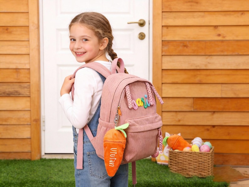 Personalized Bunny Rabbit: Plush Reversible Carrot Keychain,Easter Gifts