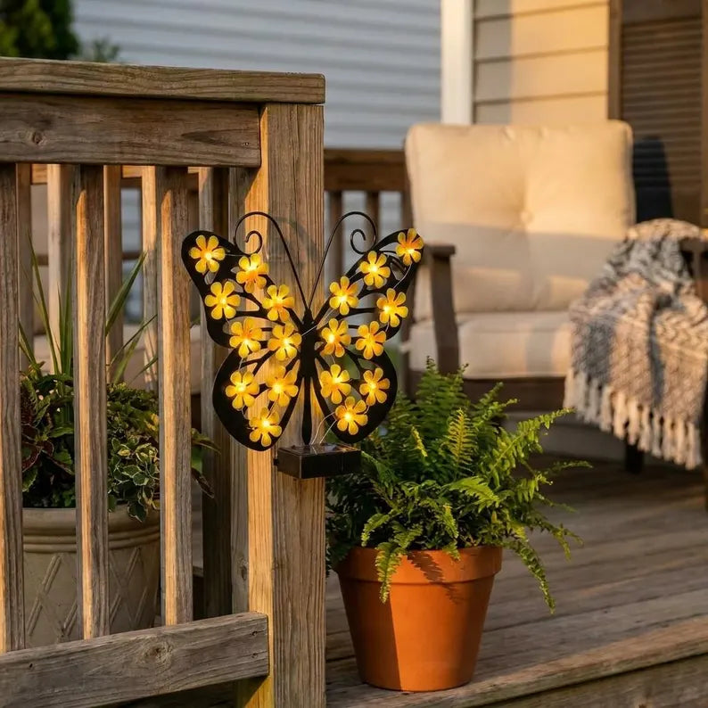 Enchanting Solar-Powered Metal Butterfly Garden Light