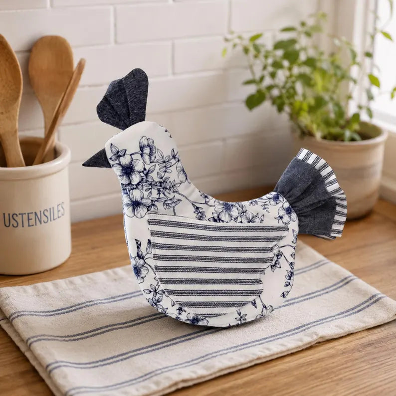 Handmade Chicken Oven Mitt Set, Farmhouse Kitchen Gift