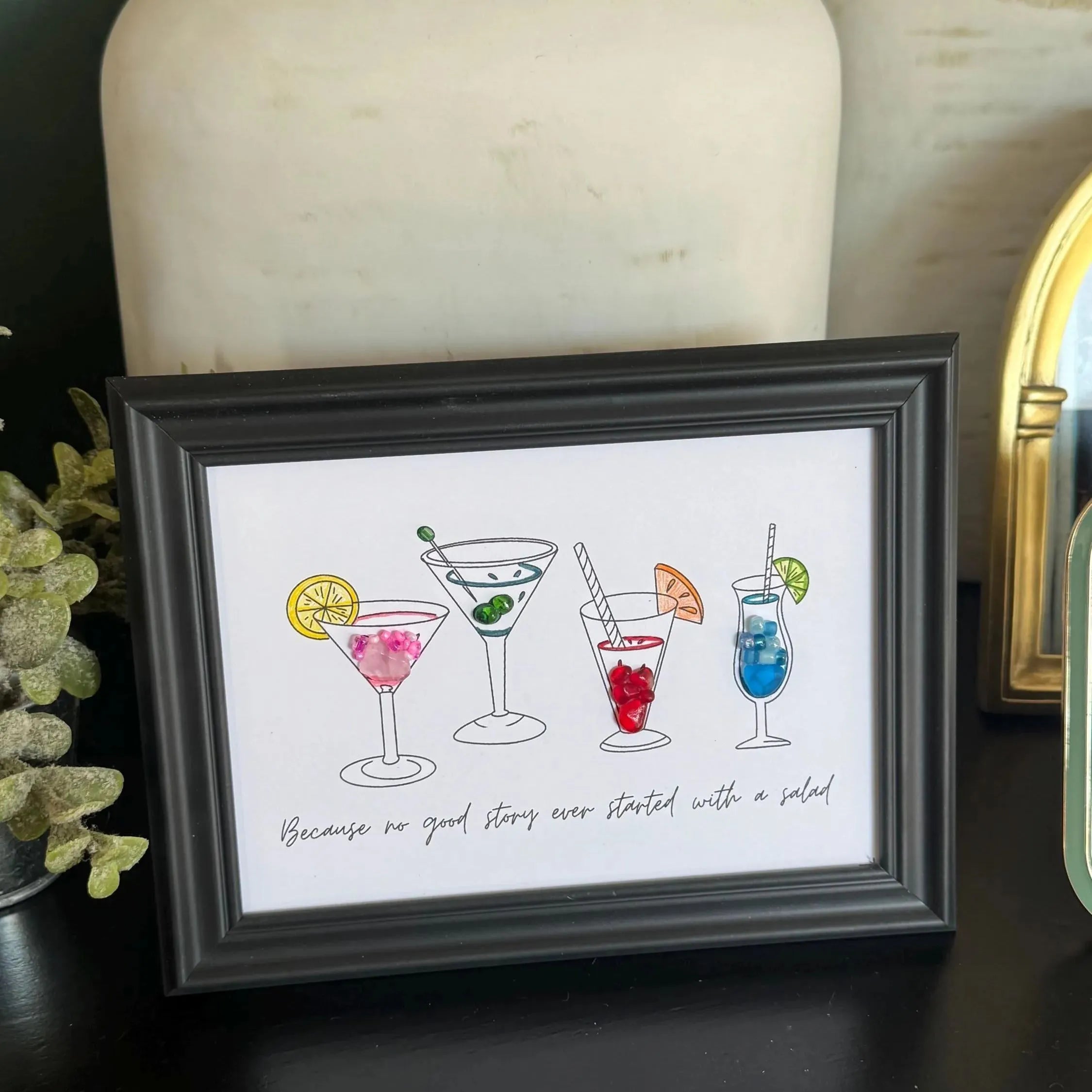 Cocktail Sea Glass Framed Art