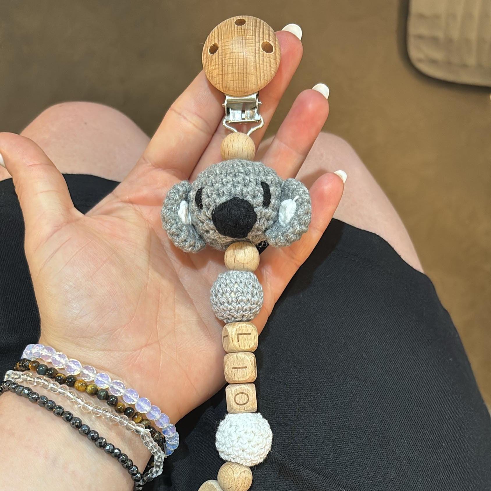 Personalized Baby Pacifier Crocheted Animal Clip