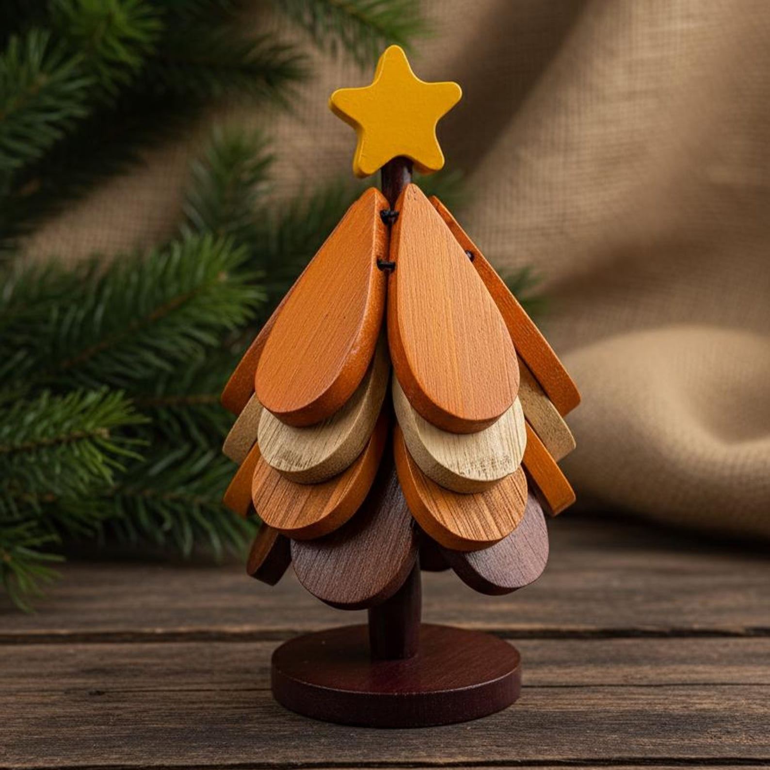 Wooden Christmas Tree Trivet Set