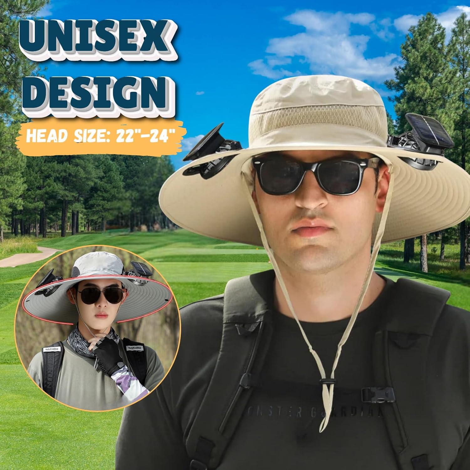Unisex Breezy Solar Fan Hat (Adjustable 22"-25")