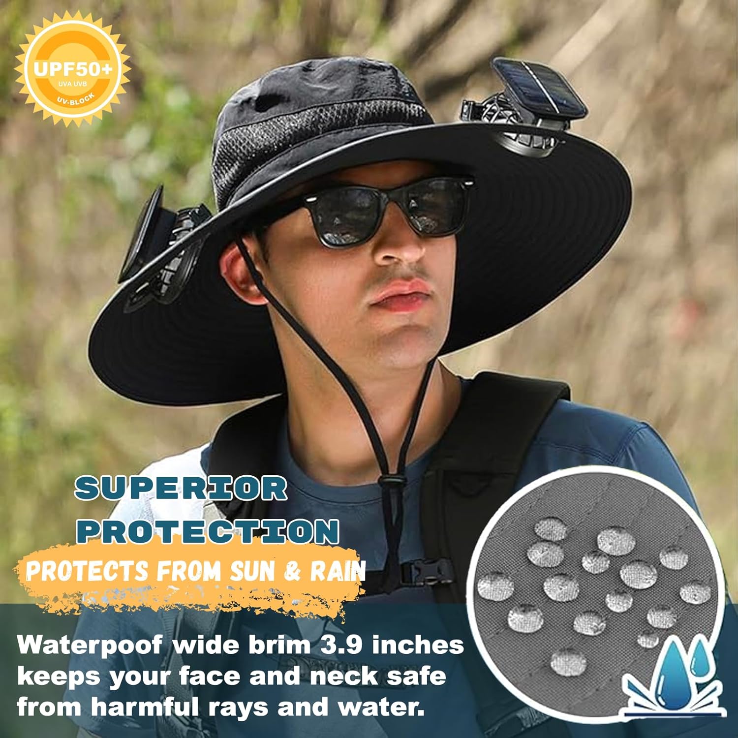 Unisex Breezy Solar Fan Hat (Adjustable 22"-25")