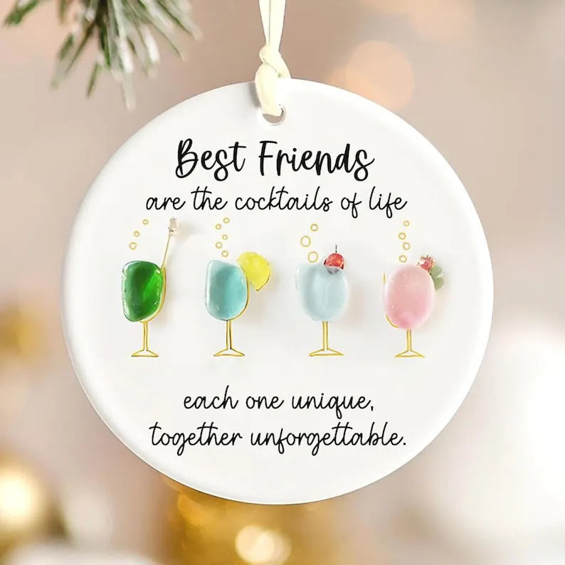 Best Friends Cocktails Sea Glass Friendship Decor