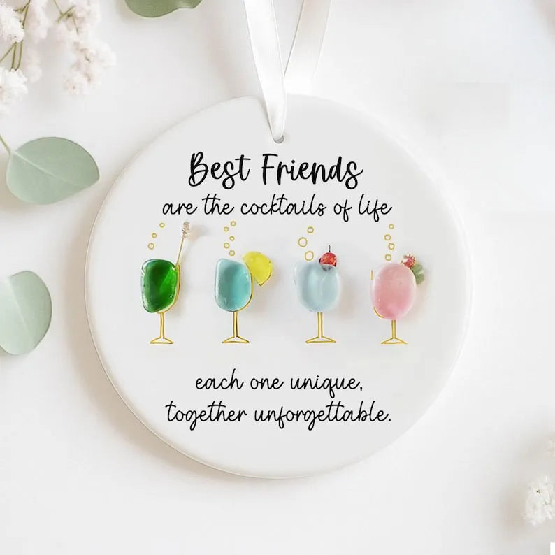 Best Friends Cocktails Sea Glass Friendship Decor