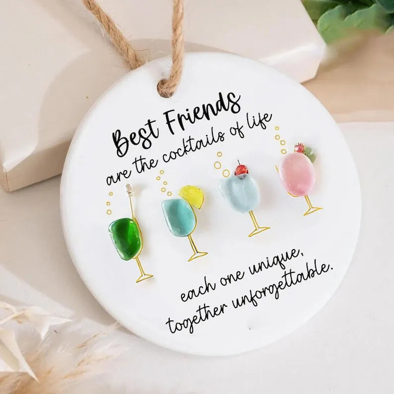 Best Friends Cocktails Sea Glass Friendship Decor