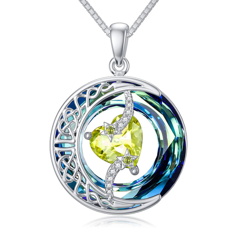 Collier Pierre de Naissance Pendentif Lune et Étoile Bijoux Lune