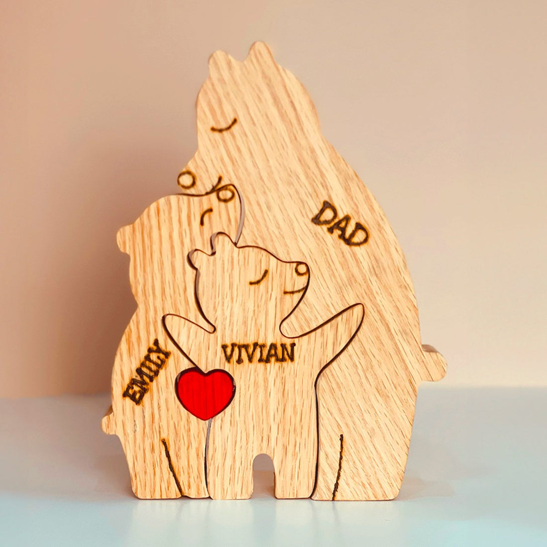 Custom Names Wooden Bears Family Block Puzzle Home Decor Gifts