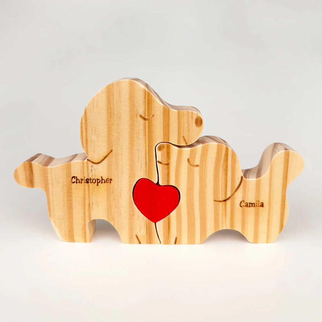 Chiens couple en bois