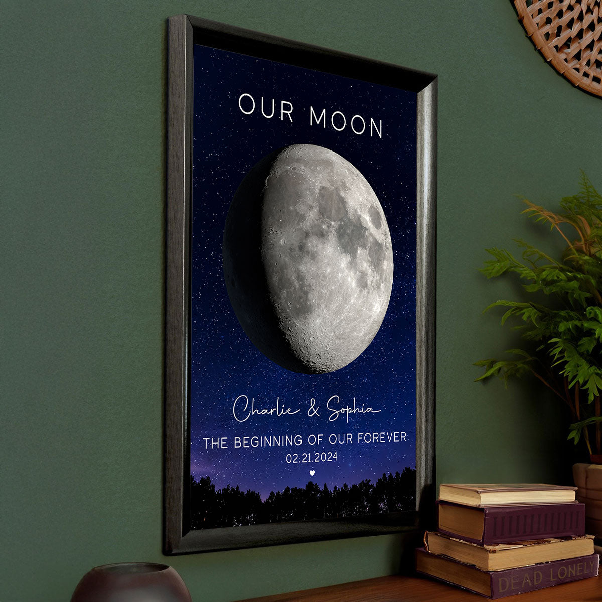 Our Moon Couple Gift Moon Phase Art Anniversary Gift For Him, Gift for Her Wedding Gift Personalized Poster