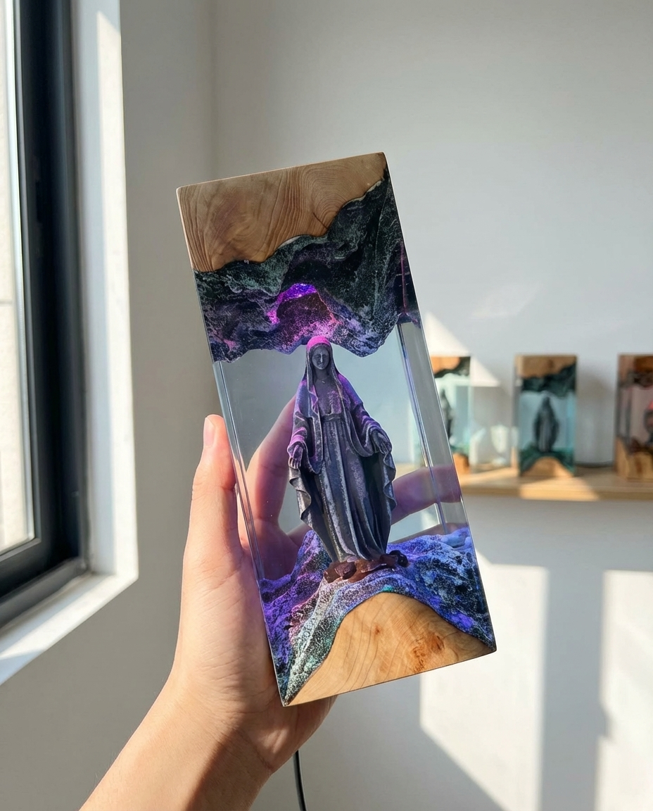 Handcrafted Holy Grace Resin Art Lamp