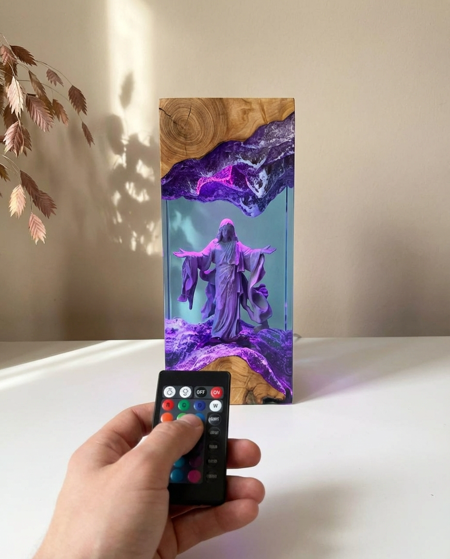 Handcrafted Holy Grace Resin Art Lamp
