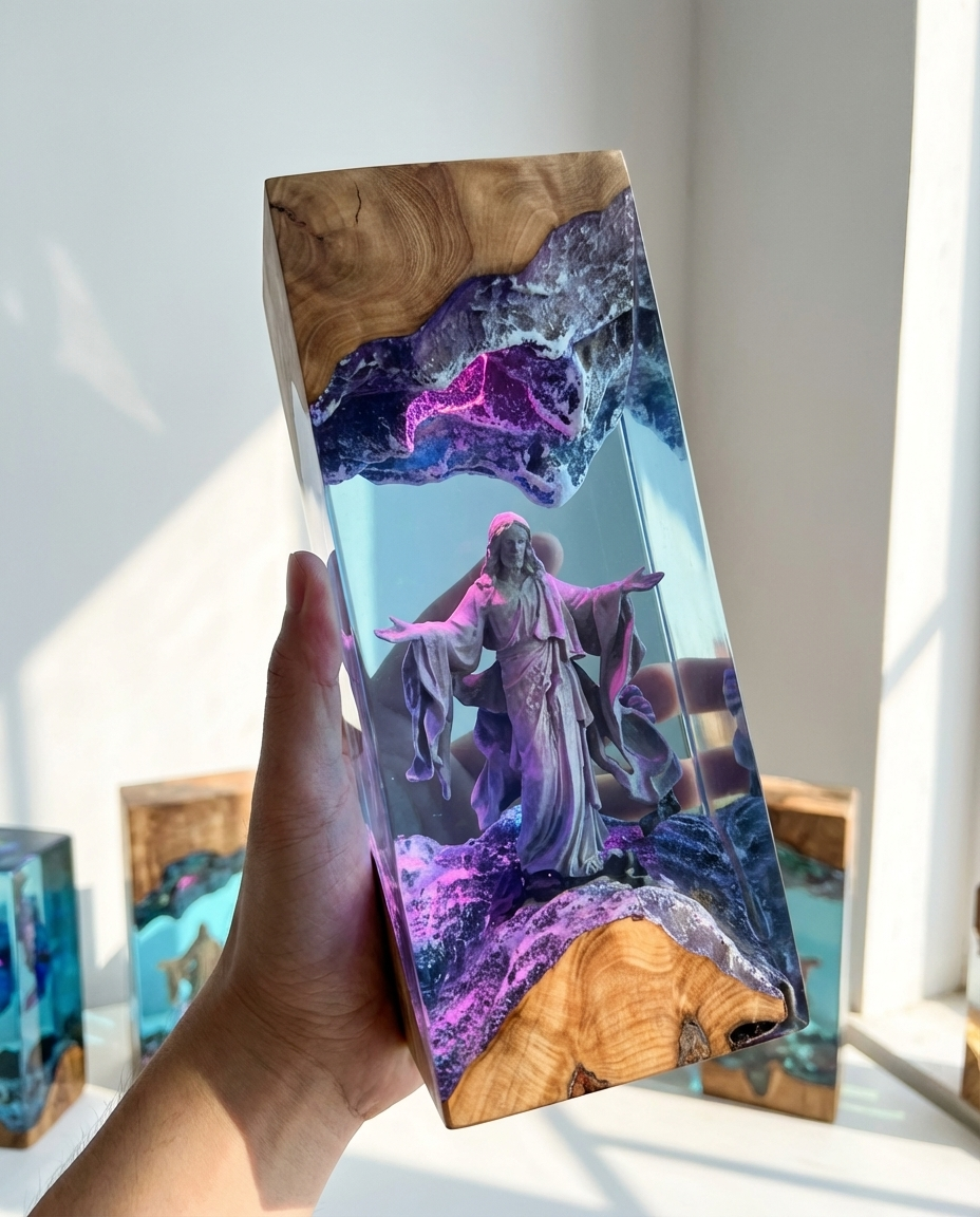 Handcrafted Holy Grace Resin Art Lamp