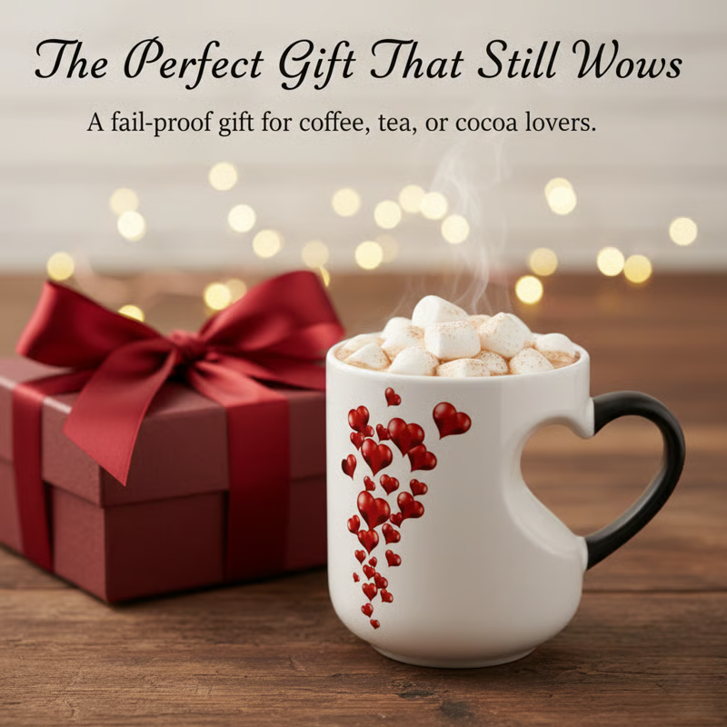 Colour-changing Ceramic Mug with Heart-shaped Handle