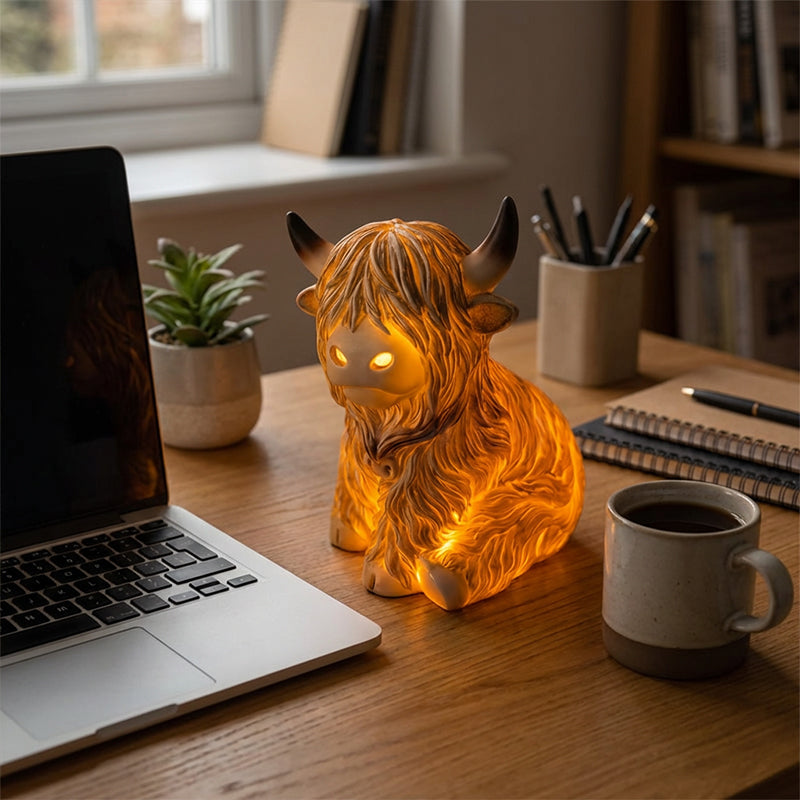 🐮 The Cozy Highland Glow: Highland Cattle Lamp