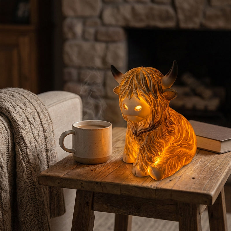 🐮 The Cozy Highland Glow: Highland Cattle Lamp