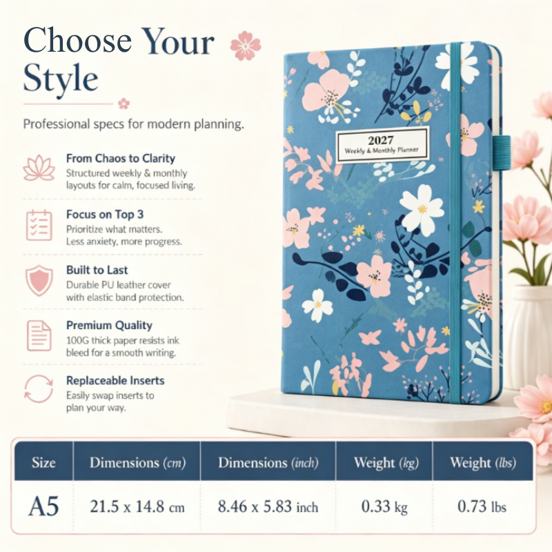 Elegant Floral 2027 Year Weekly Planner