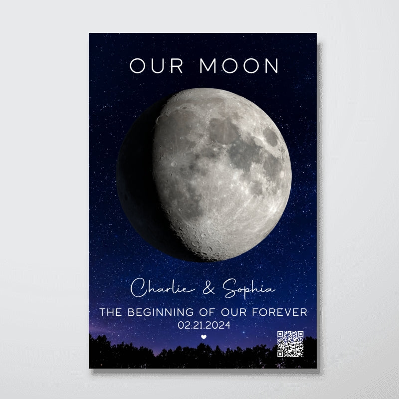 Our Moon Couple Gift Moon Phase Art Anniversary Gift For Him, Gift for Her Wedding Gift Personalized Poster