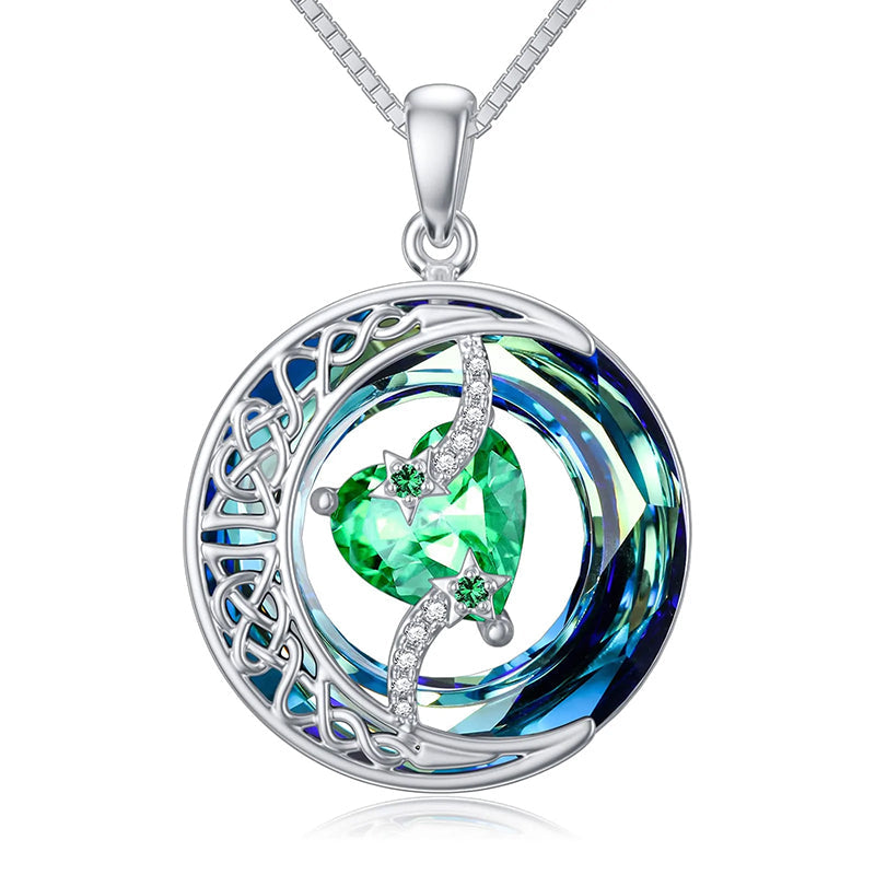 Collier Pierre de Naissance Pendentif Lune et Étoile Bijoux Lune